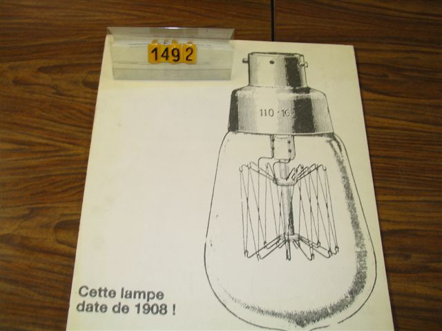  Collection ASPEG, pièce numéro 1492 : Photo ampoule élec